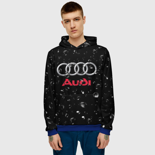 Мужская толстовка 3D Audi под Дождём, цвет синий - фото 3