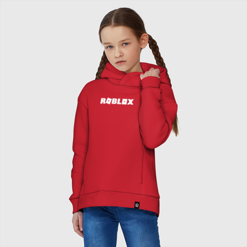 Детское худи Oversize хлопок Roblox Logo, цвет красный - фото 3