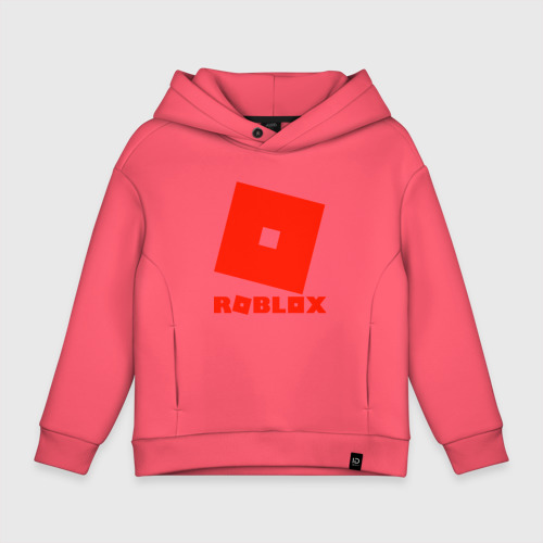 Детское худи Oversize хлопок Roblox Logo, цвет коралловый