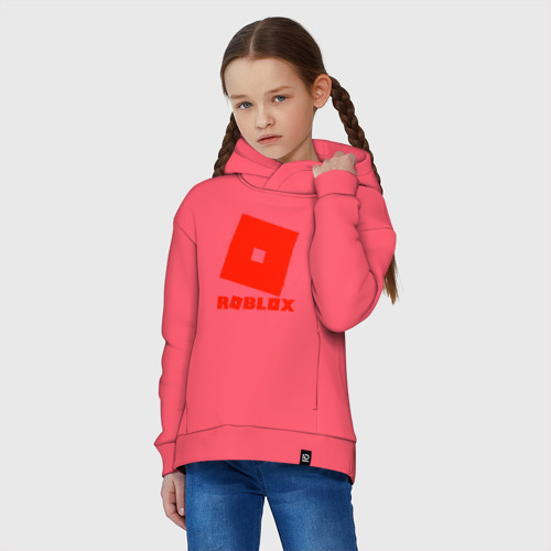 Детское худи Oversize хлопок Roblox Logo, цвет коралловый - фото 3