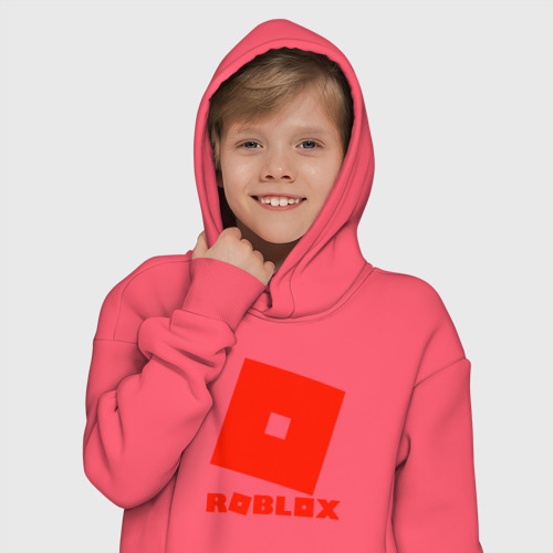 Детское худи Oversize хлопок Roblox Logo, цвет коралловый - фото 12