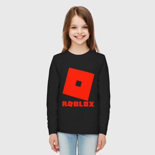 Детский лонгслив хлопок Roblox Logo, цвет черный - фото 5