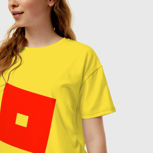 Женская футболка хлопок Oversize Roblox Logo, цвет желтый - фото 3