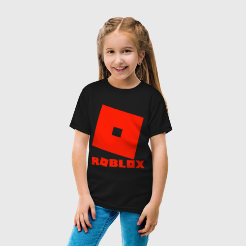 Детская футболка хлопок с принтом Roblox Logo, вид сбоку #3