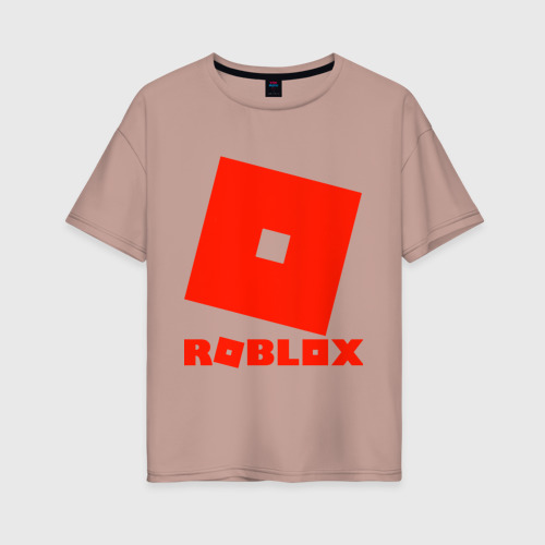 Женская футболка хлопок Oversize Roblox Logo, цвет пыльно-розовый