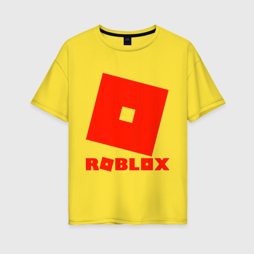 Женская футболка хлопок Oversize Roblox Logo, цвет желтый