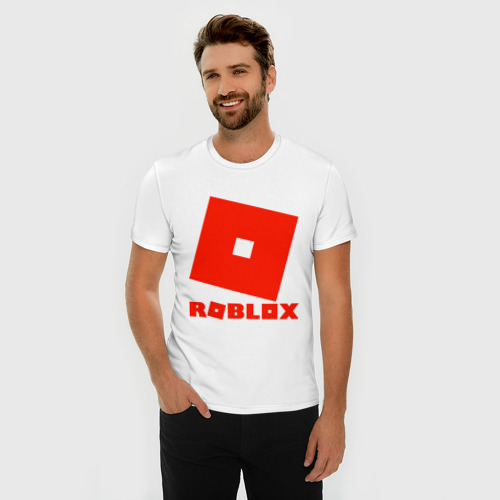 Мужская футболка хлопок Slim Roblox Logo, цвет белый - фото 3