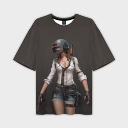 Мужская футболка oversize 3D PUBG girl