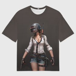 Женская футболка oversize 3D PUBG girl