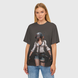 Женская футболка oversize 3D PUBG girl - фото 2