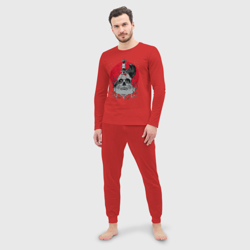 Мужская пижама с лонгсливом хлопок Ворон, цвет красный - фото 3