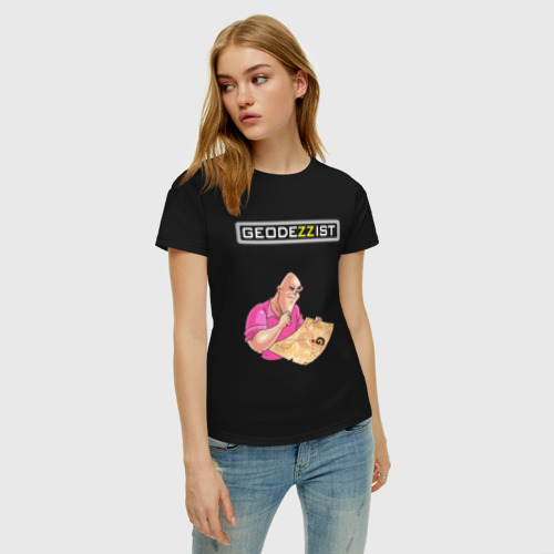 Женская футболка хлопок Geodezzist, цвет черный - фото 3