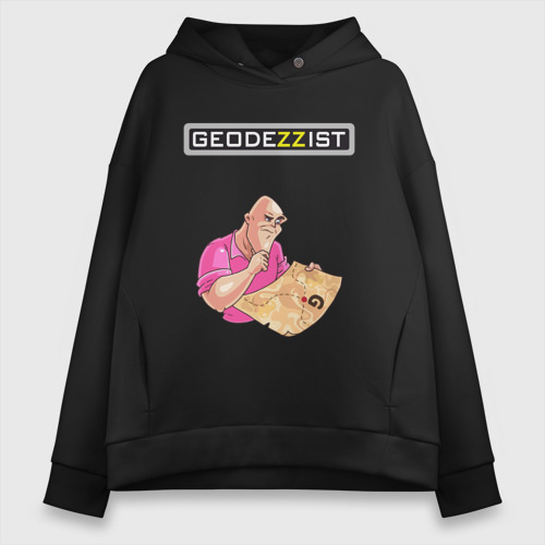 Женское худи Oversize хлопок Geodezzist, цвет черный