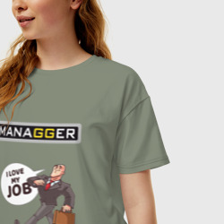 Женская футболка хлопок Oversize Managger - фото 2