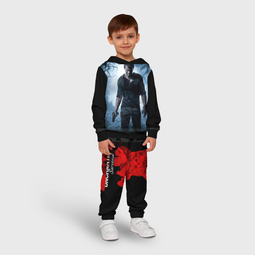 Детский костюм с толстовкой 3D Uncharted 4 лого на спине, цвет черный - фото 3