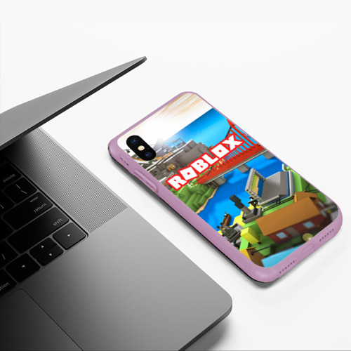 Чехол для iPhone XS Max матовый Roblox, цвет сиреневый - фото 5