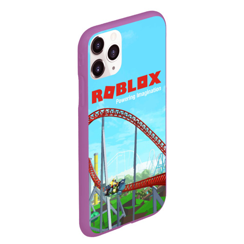 Чехол для iPhone 11 Pro Max матовый Roblox: Powering Imagination, цвет фиолетовый - фото 3