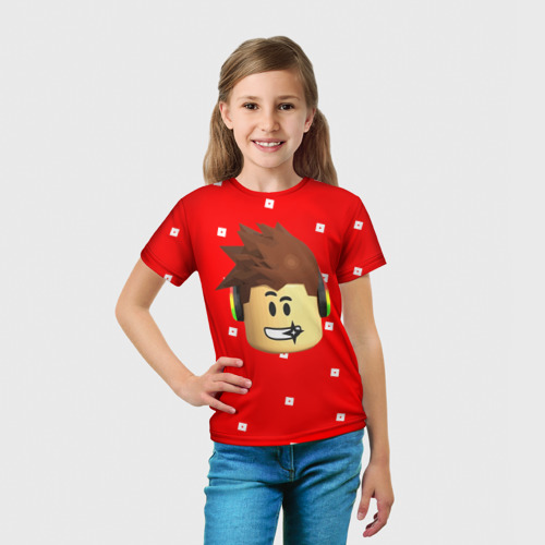 Детская футболка 3D Roblox Head, цвет 3D печать - фото 5