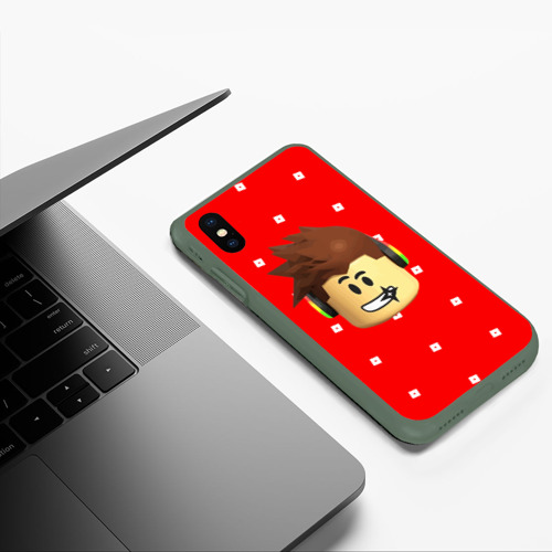 Чехол для iPhone XS Max матовый Roblox Head, цвет темно-зеленый - фото 5