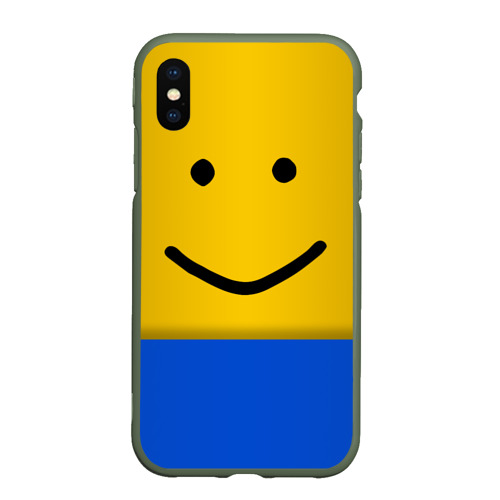 Чехол для iPhone XS Max матовый Roblox noob Face, цвет темно-зеленый