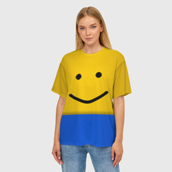 Женская футболка oversize 3D Roblox noob Face - фото 2