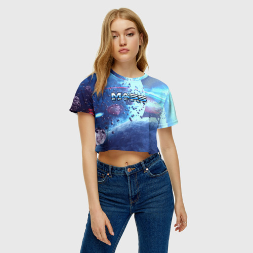 Женская футболка Crop-top 3D Mass Effect, цвет 3D печать - фото 4