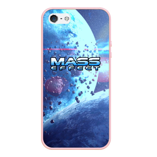 Чехол для iPhone 5/5S матовый Mass Effect, цвет светло-розовый