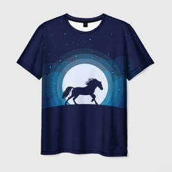 Мужская футболка 3D Лошадь под луной