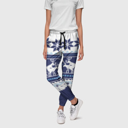 Женские брюки 3D Свитер с оленями синий имитация - фото 2