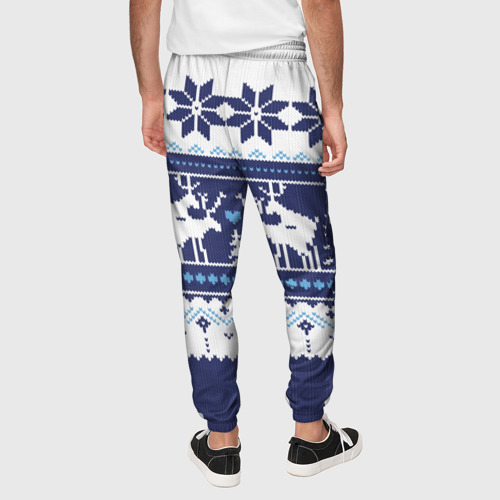 Мужские брюки 3D Свитер с оленями синий имитация, цвет 3D печать - фото 5