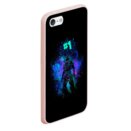 Чехол для iPhone 5/5S матовый Fortnite. Neon Raven, цвет светло-розовый - фото 3