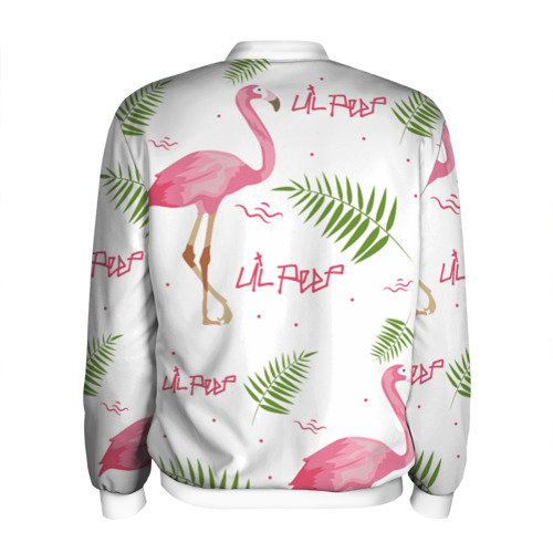 Мужской бомбер 3D Lil Peep Pink flamingo, цвет белый - фото 2