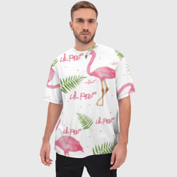 Мужская футболка oversize 3D Lil Peep Pink flamingo - фото 2