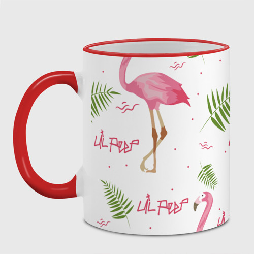 Кружка с полной запечаткой с принтом Lil Peep pink flamingo, фото на моделе #1