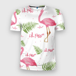 Мужская футболка 3D Slim Lil Peep Pink flamingo