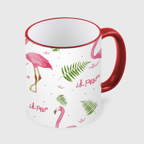 Кружка с полной запечаткой с принтом Lil Peep pink flamingo, вид сбоку #3