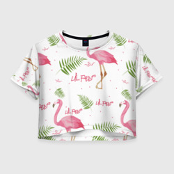 Женская футболка Crop-top 3D Lil Peep Pink flamingo