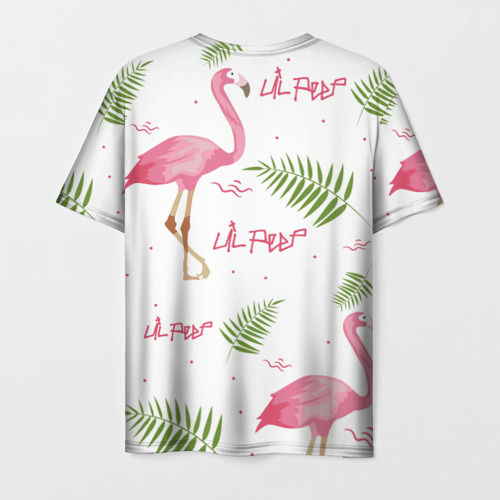 Мужская футболка 3D Lil Peep Pink flamingo, цвет 3D печать - фото 2