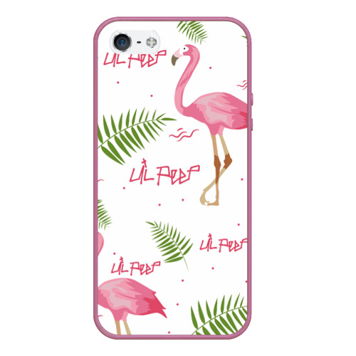 Чехол для iPhone 5/5S матовый Lil Peep Pink flamingo, цвет розовый