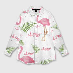 Мужская рубашка oversize 3D Lil Peep Pink flamingo