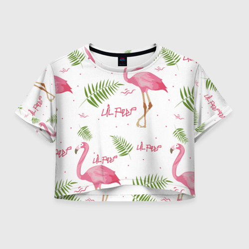 Женская футболка Crop-top 3D Lil Peep pink flamingo Фото 01 Женская футболка Crop-top 3D Lil Peep pink flamingo Фото 01