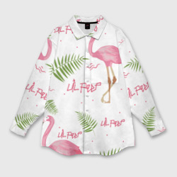 Женская рубашка oversize 3D Lil Peep Pink flamingo