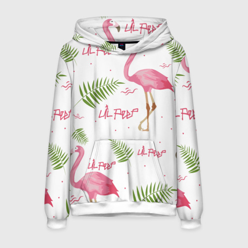 Мужская толстовка 3D Lil Peep Pink flamingo, цвет белый