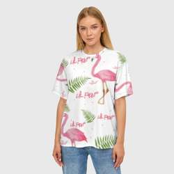 Женская футболка oversize 3D Lil Peep Pink flamingo - фото 2