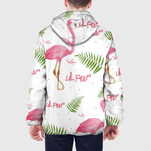 Мужская куртка 3D с принтом Lil Peep pink flamingo, вид сзади #2
