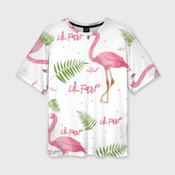 Женская футболка oversize 3D Lil Peep Pink flamingo