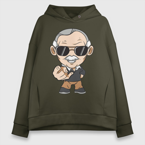 Женское худи Oversize хлопок Stan Lee, цвет хаки