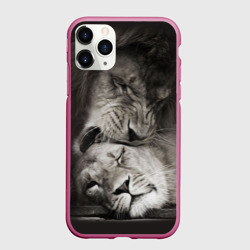 Чехол для iPhone 11 Pro матовый Лев и львица