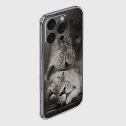 Чехол для iPhone 16 Pro Max силиконовый с защитой камеры Лев и львица - фото 2