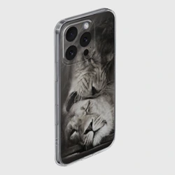 Чехол для iPhone 16 Pro силиконовый с защитой камеры Лев и львица - фото 2